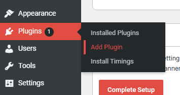 plugins tab under admin page