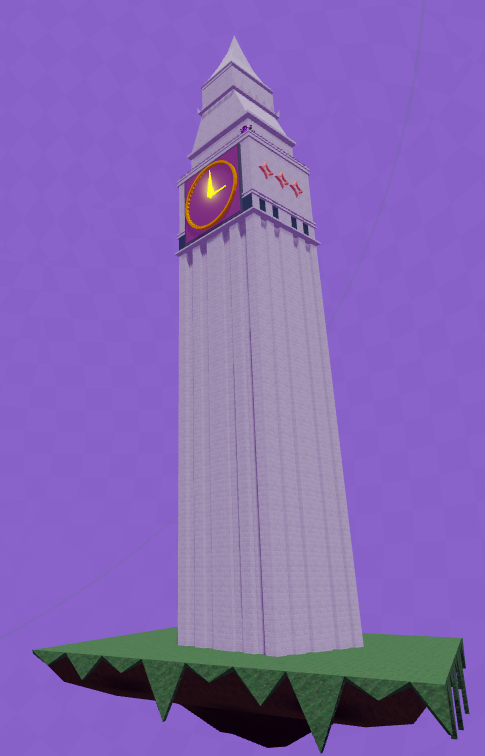 A clock tower that belongs to a character I named "Saul." This building is one from a story I'm working on called "The Red Shadow."
